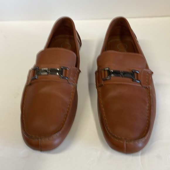 Calvin Klein Magnus Brown Leather Driving Loafers with Metallic Detail - Picture 3 of 12